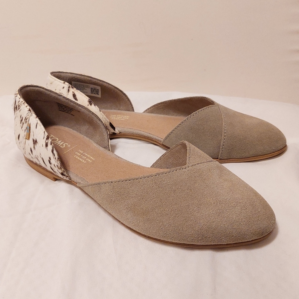 Cobblestone Suede/Cow Hair Tom's Jutti Flats